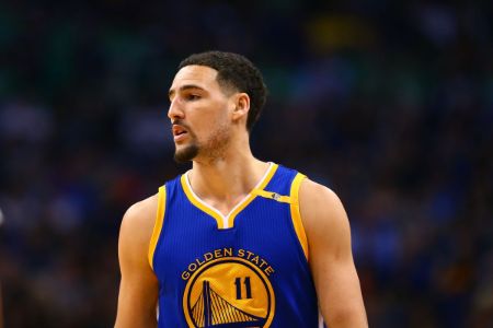 NBA star Klay Thompson during a Golden State Warrior's game.